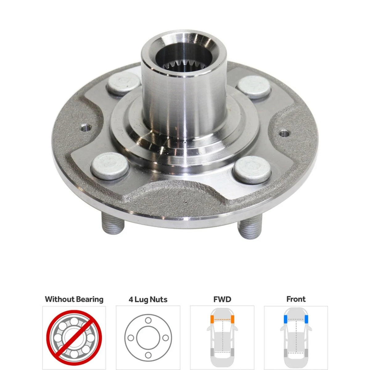 Set of 2 Wheel Hubs for Honda Civic (2001–2005) Front 4 Lug