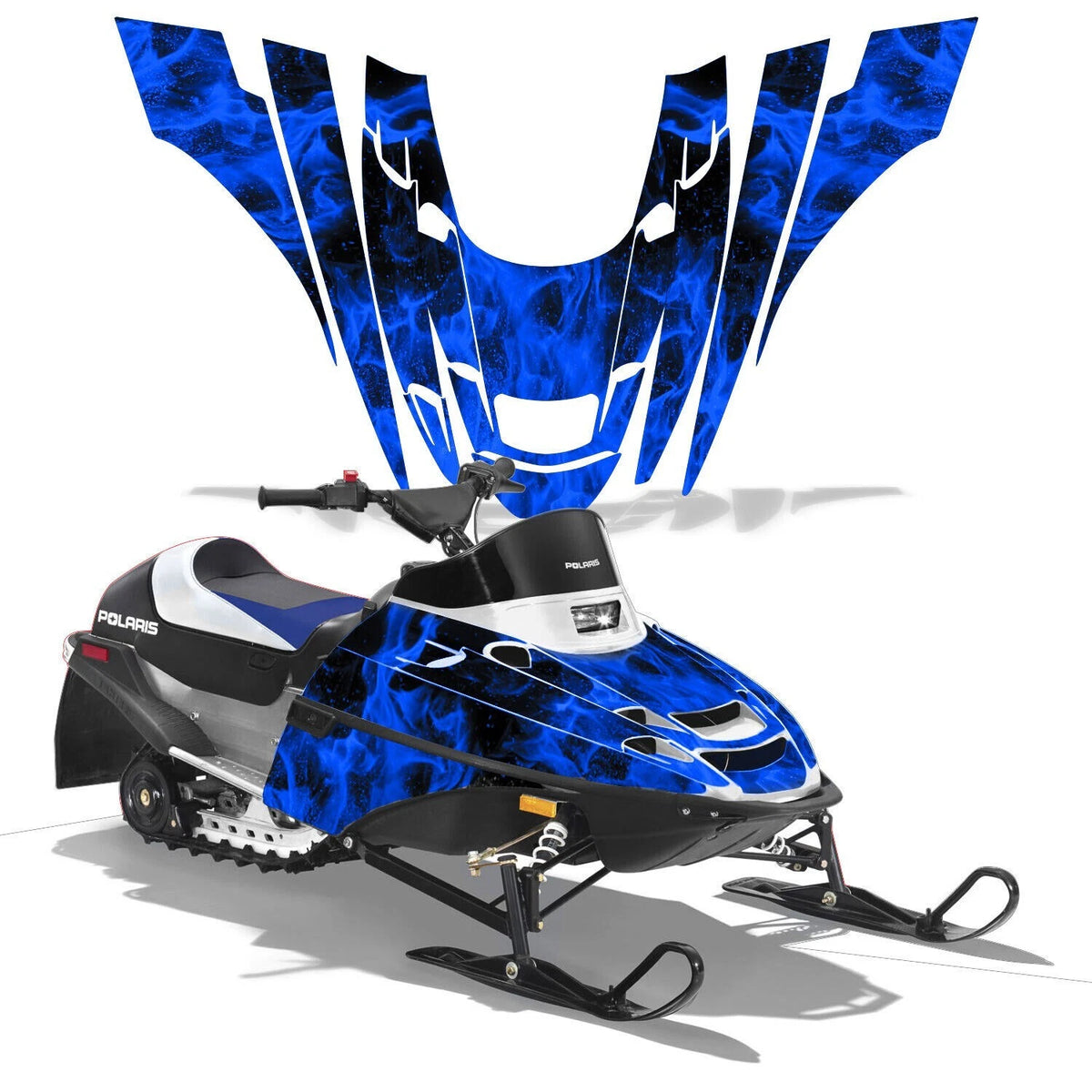 Snowmobile Graphics Kit Decal for Polaris XC 120 (2000–2020) P-POL-XC120-00-FLAME-U