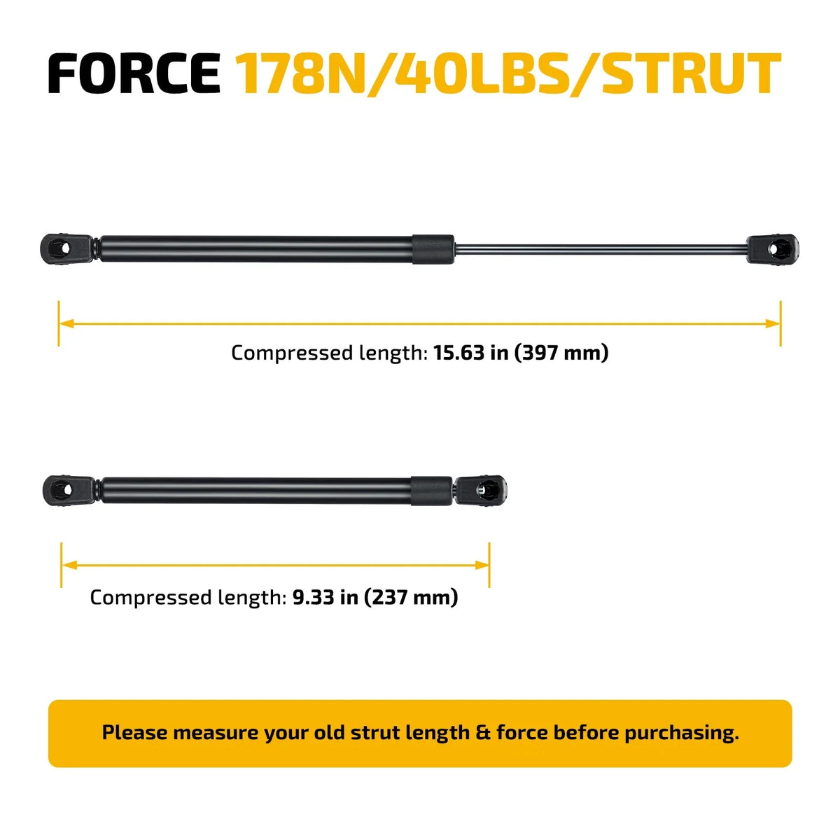 Set of 2 Gas Shocks for Truck Bed Cover (16 Inch)