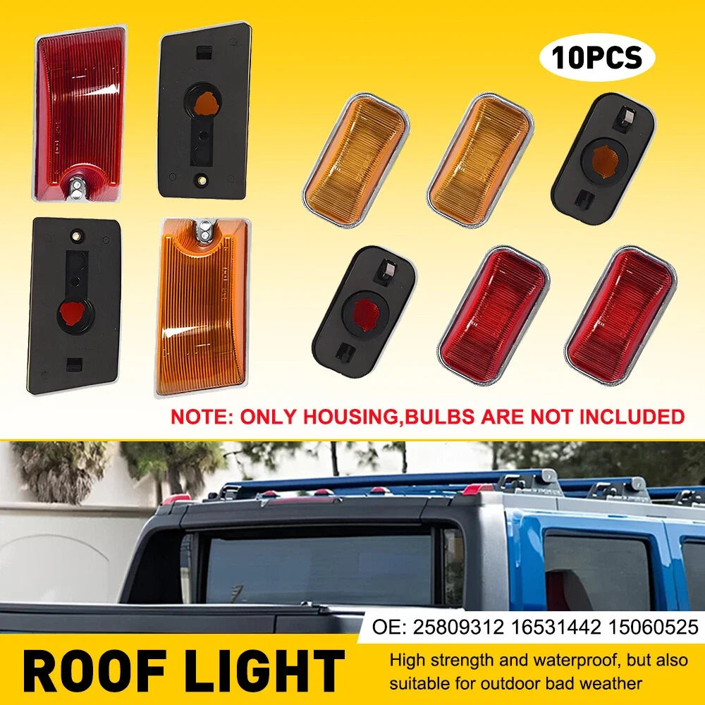 10X Amber/Red Lens Cab Marker Lights for Hummer H2/SUT (2003–2009)