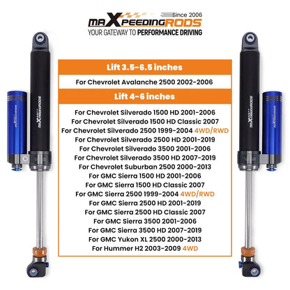 2X Remote Reservoir Rear Shocks for Silverado/Sierra 2500HD (2001–2019)