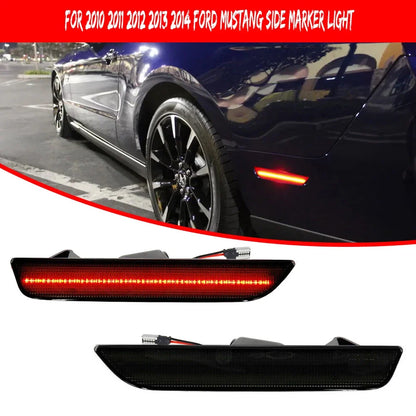 2X Smoked Lens Rear Bumper Side Marker Red LED Lights for Ford Mustang (2010–2014)