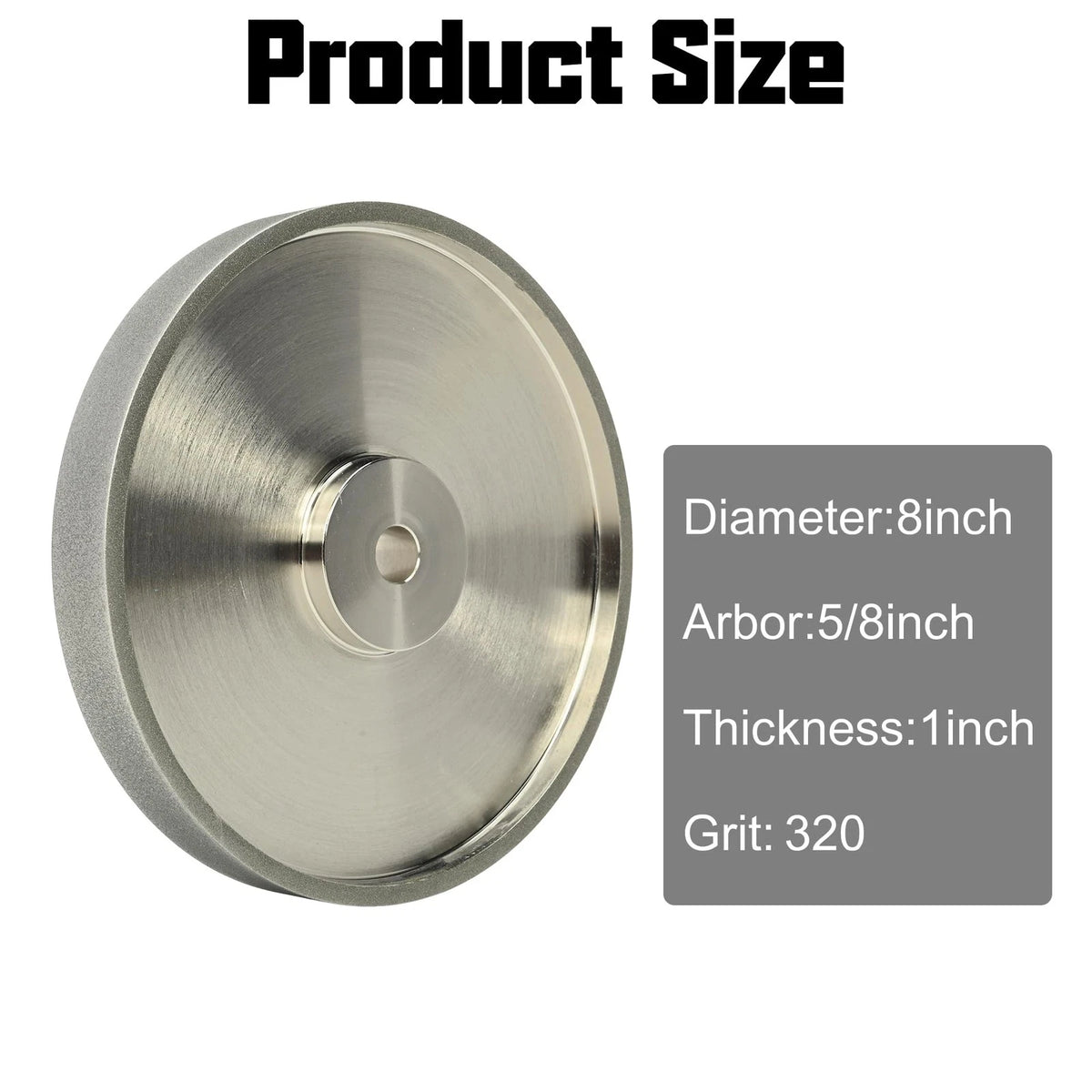 8 Inch CBN Grinding Wheel, 320 Grit, 5/8 Arbor
