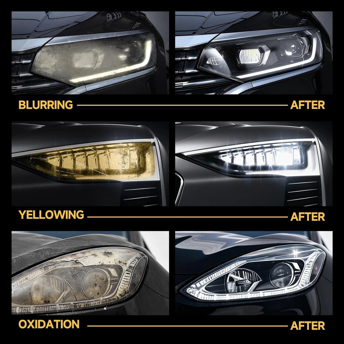 Headlight Restoration Kit for Vehicles (No Tools Needed)