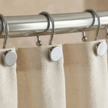 Set of 12 Round Button Shower Curtain Hooks for Heavy Metal Curtains