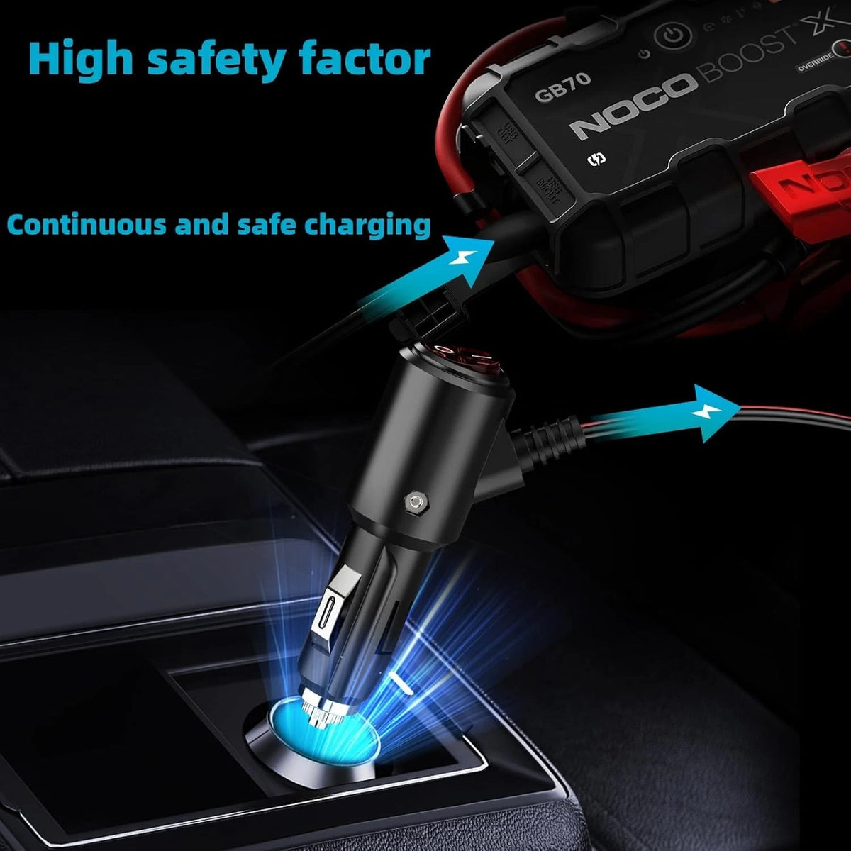 14V Car Charger Cable for NOCO Jump Starter (Compatible with GB70, GB150, GB25)