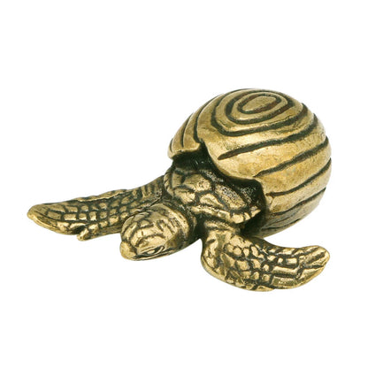 Solid Brass Turtle Figurines - Small Animal Statues for Home Ornaments