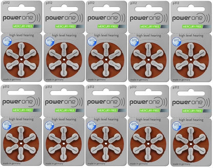 240 Pcs Power One Hearing Aid Batteries Size P312 (Expire 2023)