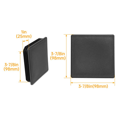 2X 4" Black Square Rubber Bumper Plug End Cap Cover for RV Camper Trailer