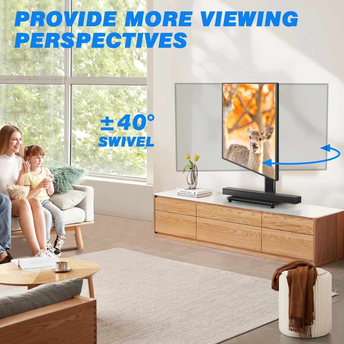 Swivel Tabletop TV Stand for Flat Screens 19-43 inch (Universal)