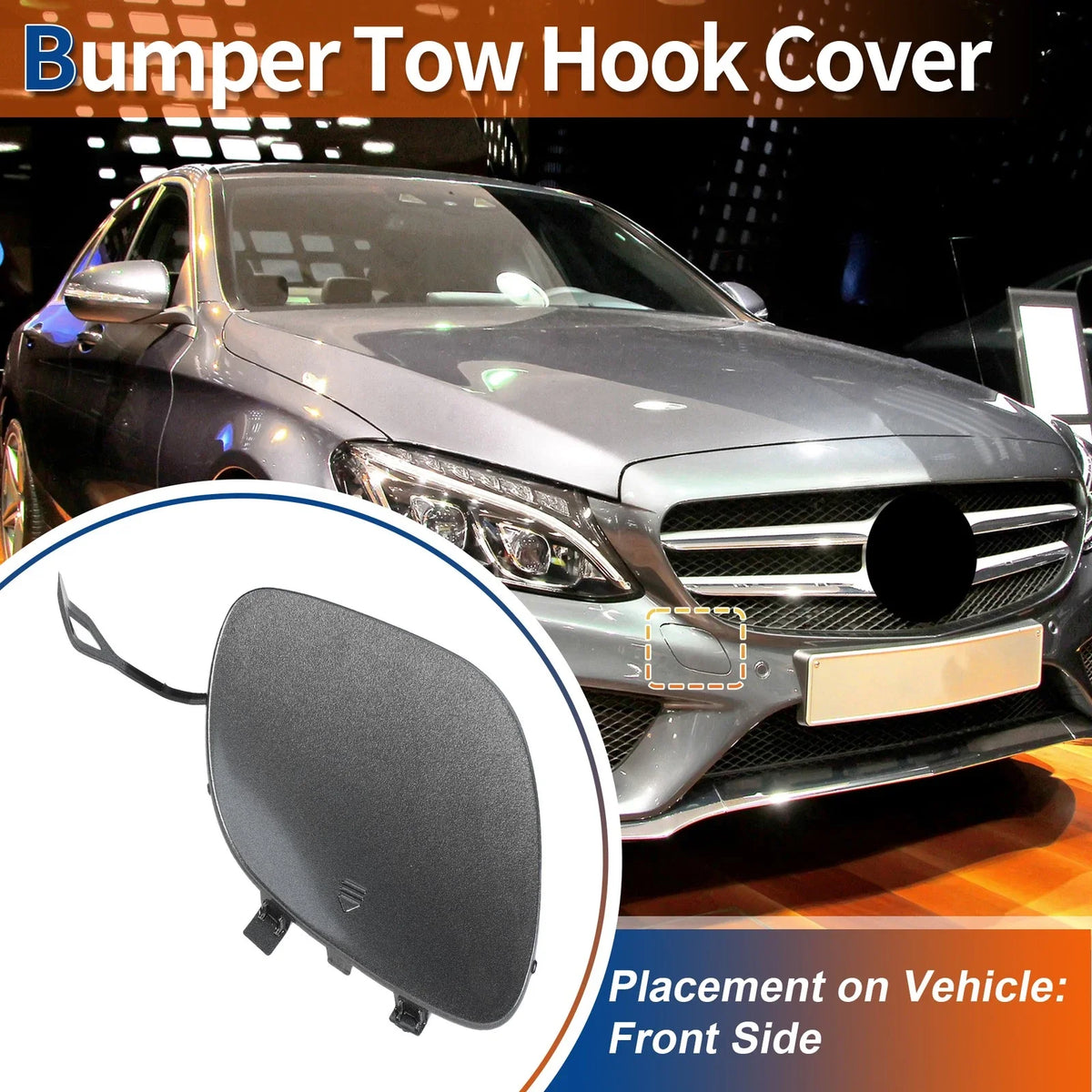 Tow Hook Cover for Mercedes-Benz C300 (2015–2018) No.A2058850024 Grey