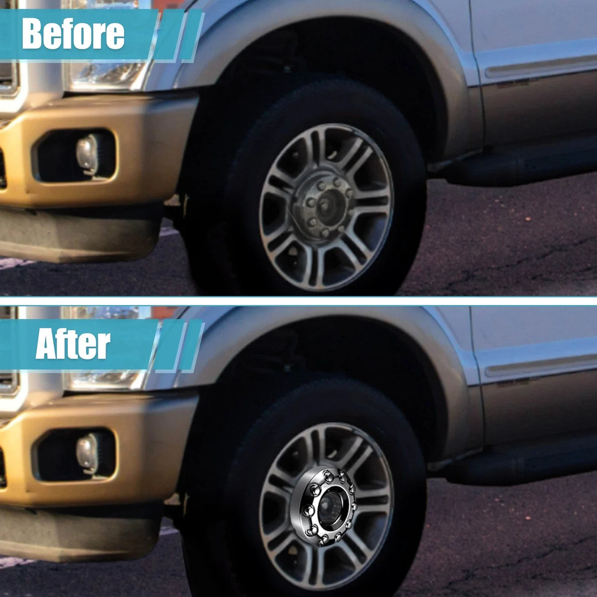2X Front Wheel Center Hub Caps 10 Lug Chrome for Ford F450 F-550 (2008–2023)
