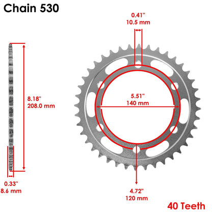 O-Ring Drive Chain & Sprockets for Suzuki GSX1300R Hayabusa (1999–2007) EG2149FS122XO