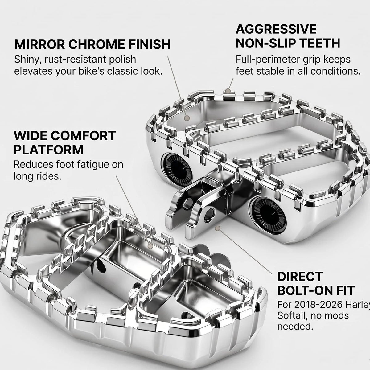 Adjustable Mini Floorboards Footpegs for Harley Softail (2018–2026)