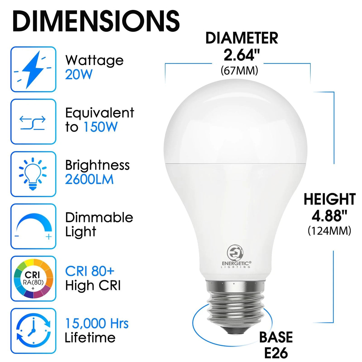2 Pack LED Bulb for Dimmable Lighting (150 Watt Equivalent)