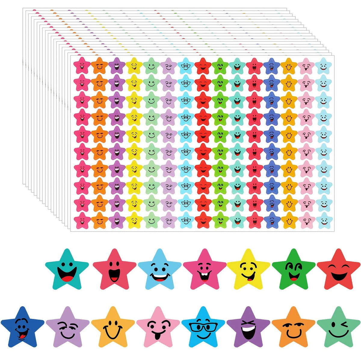 Set of 6750 Multicolor Happy Smile Face Stickers for Various Uses