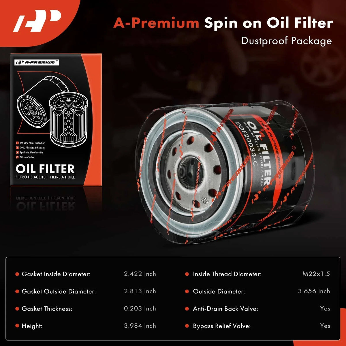 Engine Oil Filter for Silverado 4500 HD, Ram 1500, 2500 (2011–2023)