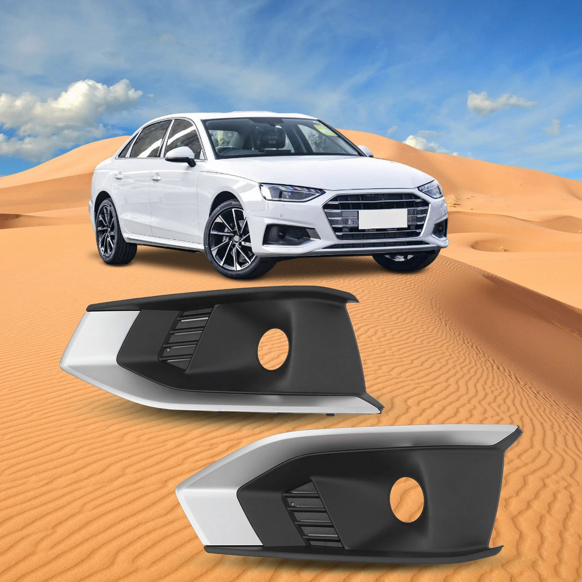Set of 2 Fog Light Grille Covers for Audi A4 (2020–2022) 8WD807681L, 8WD807682L