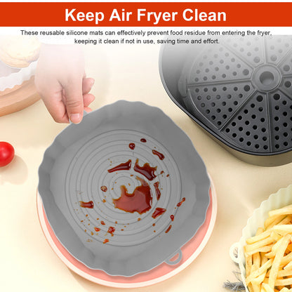 2X Silicone Air Fryer Pots for Oven Tray (Non-Stick, Reusable)