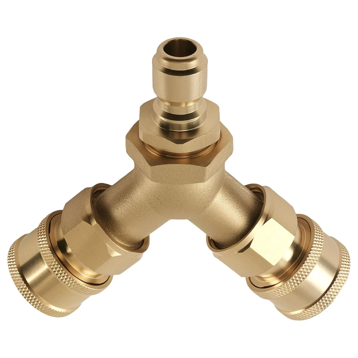 3/8 in Quick Connect Pressure Washer Tee Y-Shape Adapter Brass Dual System for Universal Fit