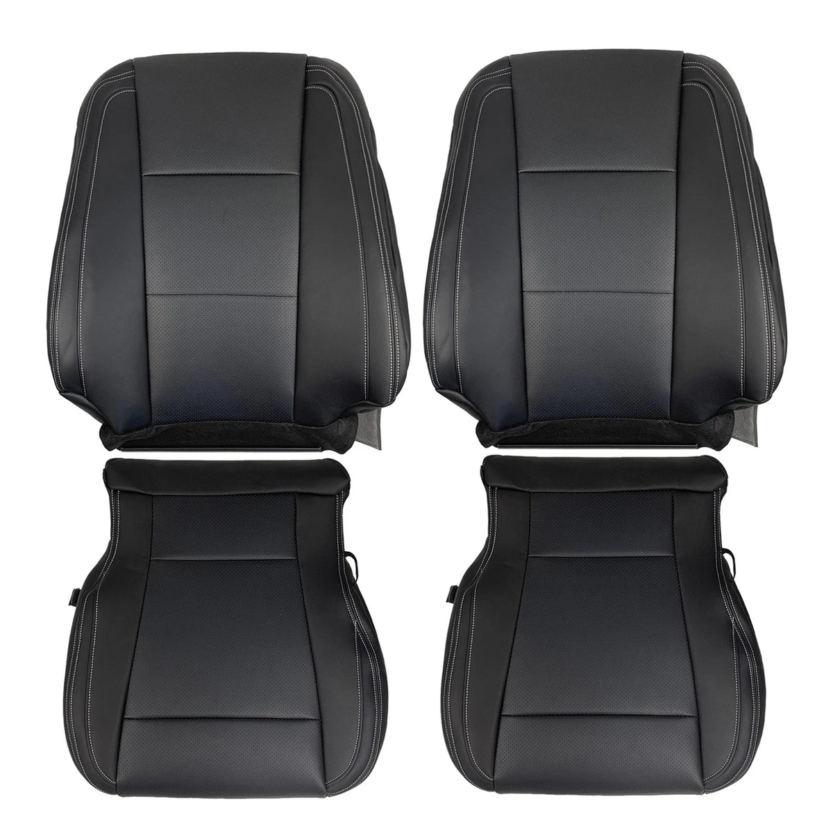 Set of 2 Black Leather Seat Covers for Ford F150 (2015–2017) BCK16775K