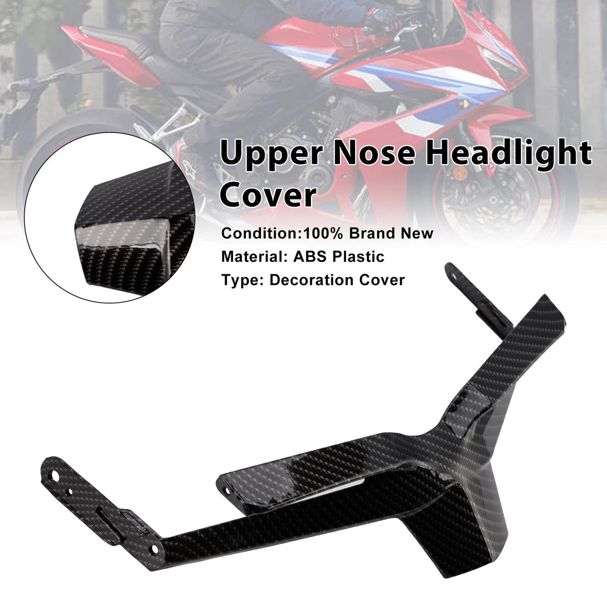 Front Upper Nose Headlight Cover Fairing for Honda CBR650R (2024–2025) Carbon A9