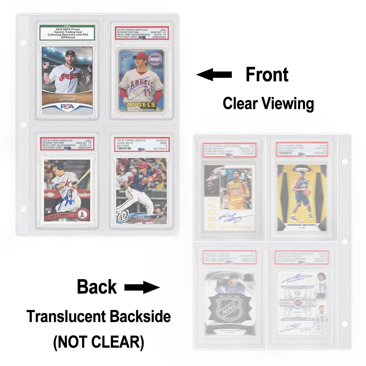 Set of 40 Graded Card Slab Binder Pages for Storage & Display