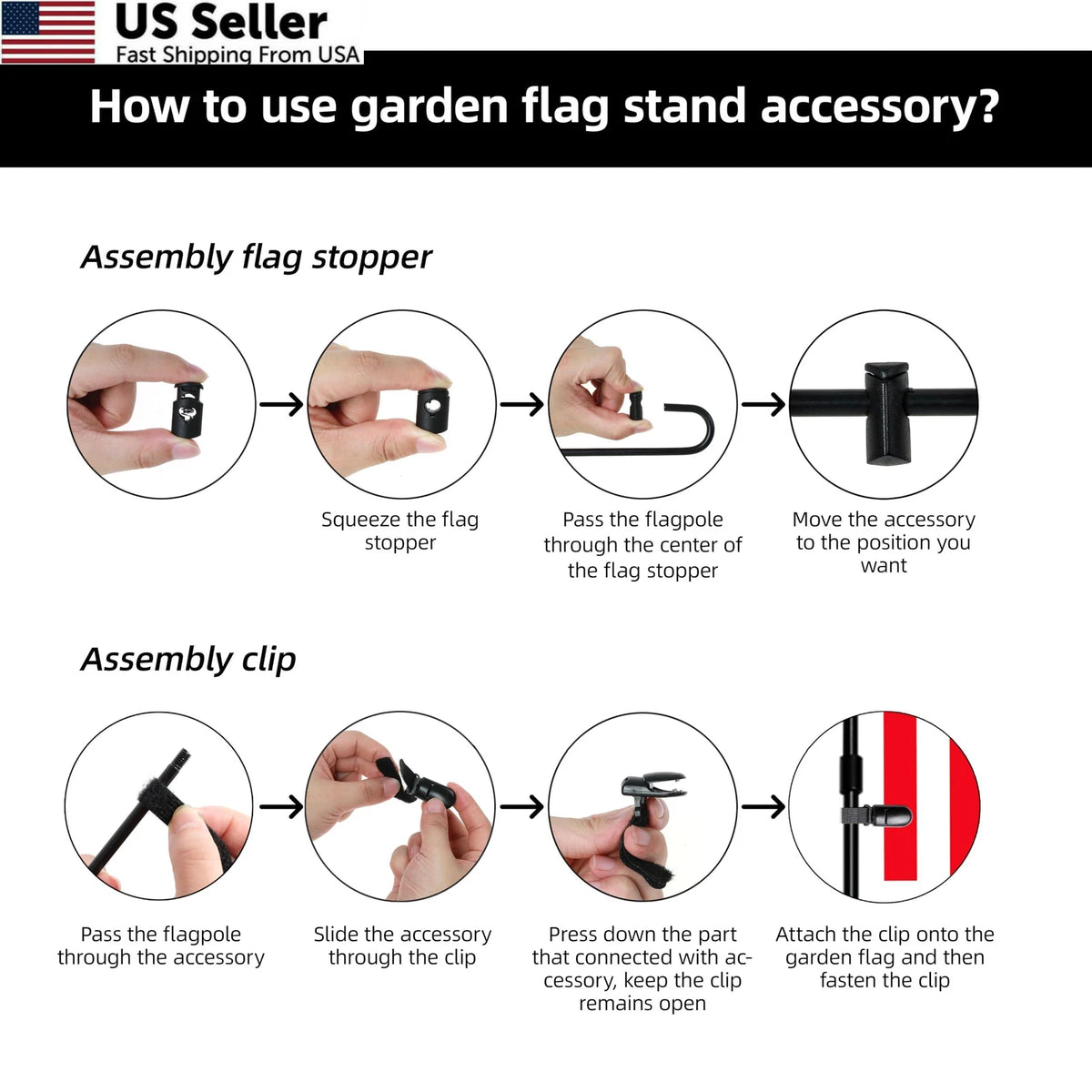 20 Pack Garden Flag Clips and Stoppers for Outdoor Use