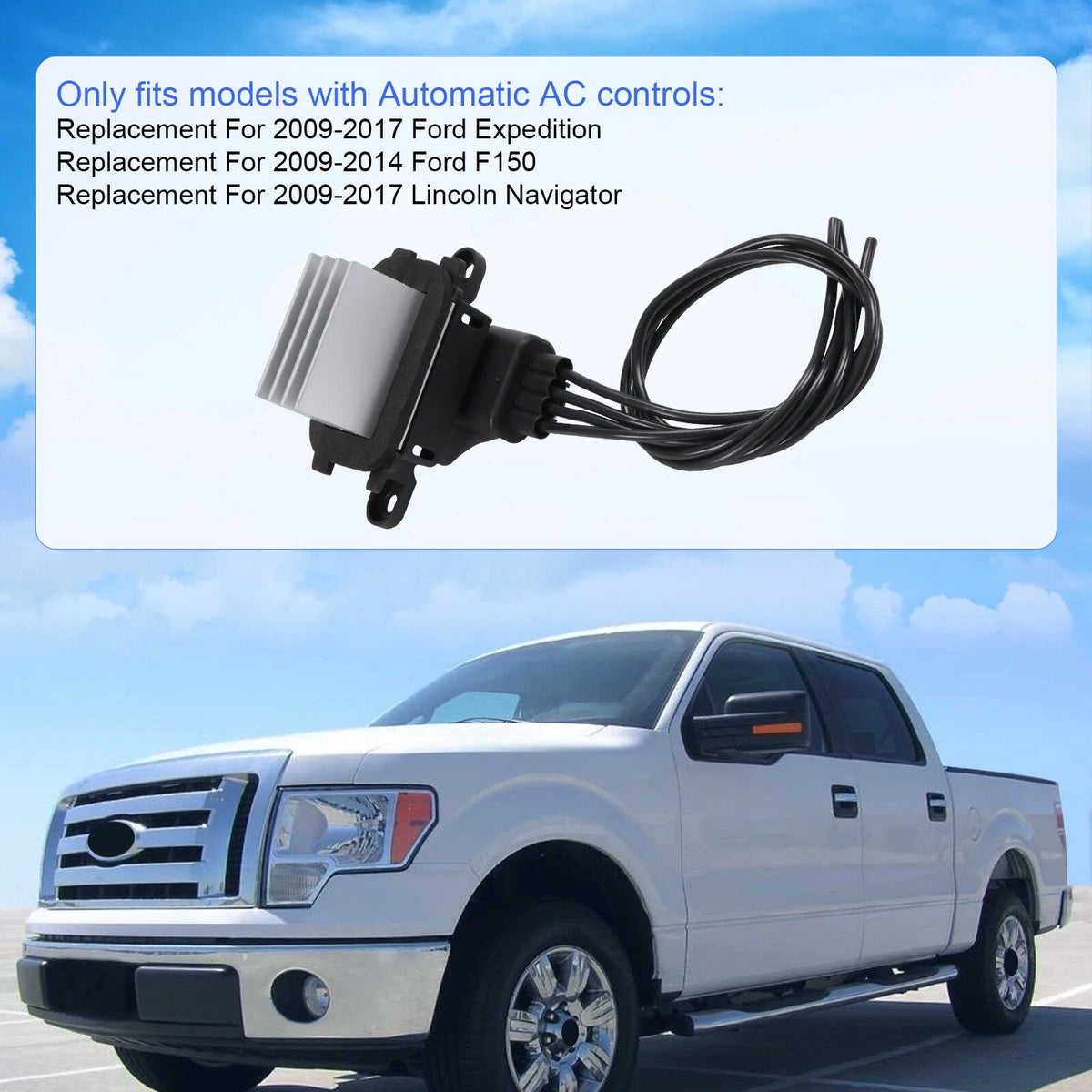 Heater Fan Blower Motor Resistor for Ford F250 Navigator (2000–2010) - 5F9Z19E624AA, 7C3Z19E624A, 7C3Z19E624B, 7C3Z19E624C, 9L3Z19E624B, BL3Z19E624A