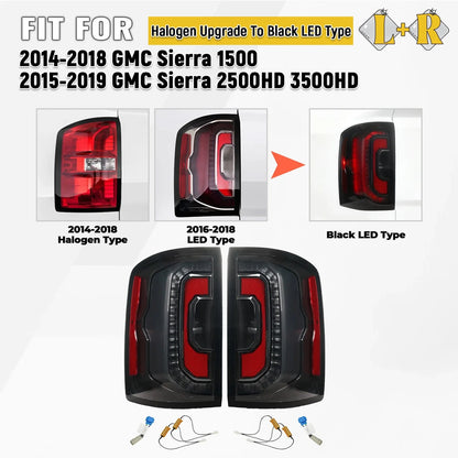 Halogen Upgrade LED Tail Lights for GMC Sierra 1500 2500/3500HD (2014–2018)