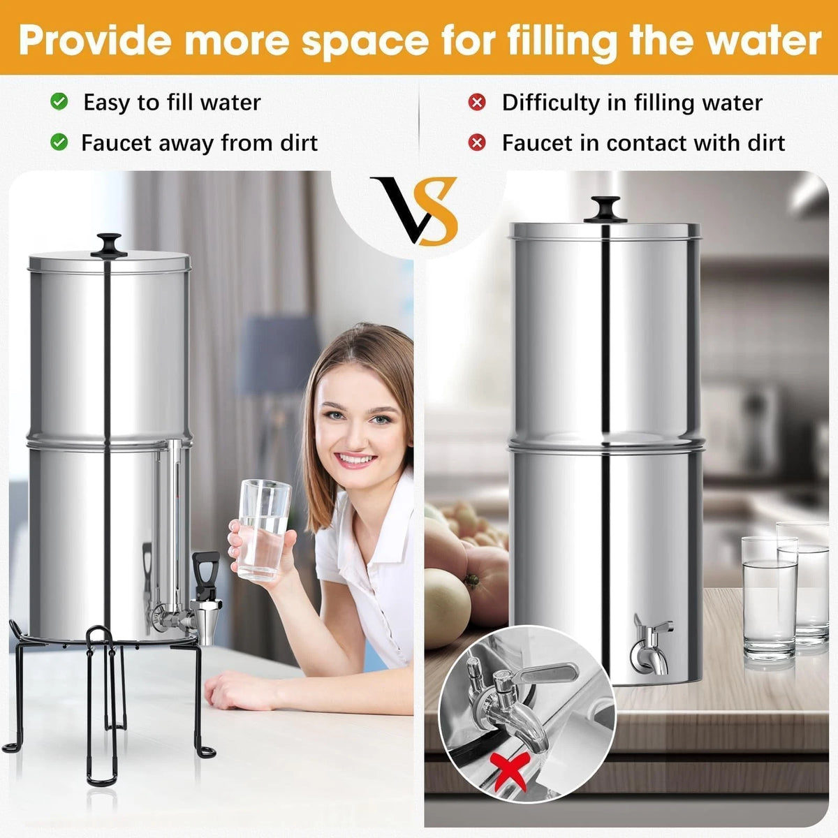 Water Filter Stand for Gyykzz (8" Tall, 9" Diameter) Matte Black