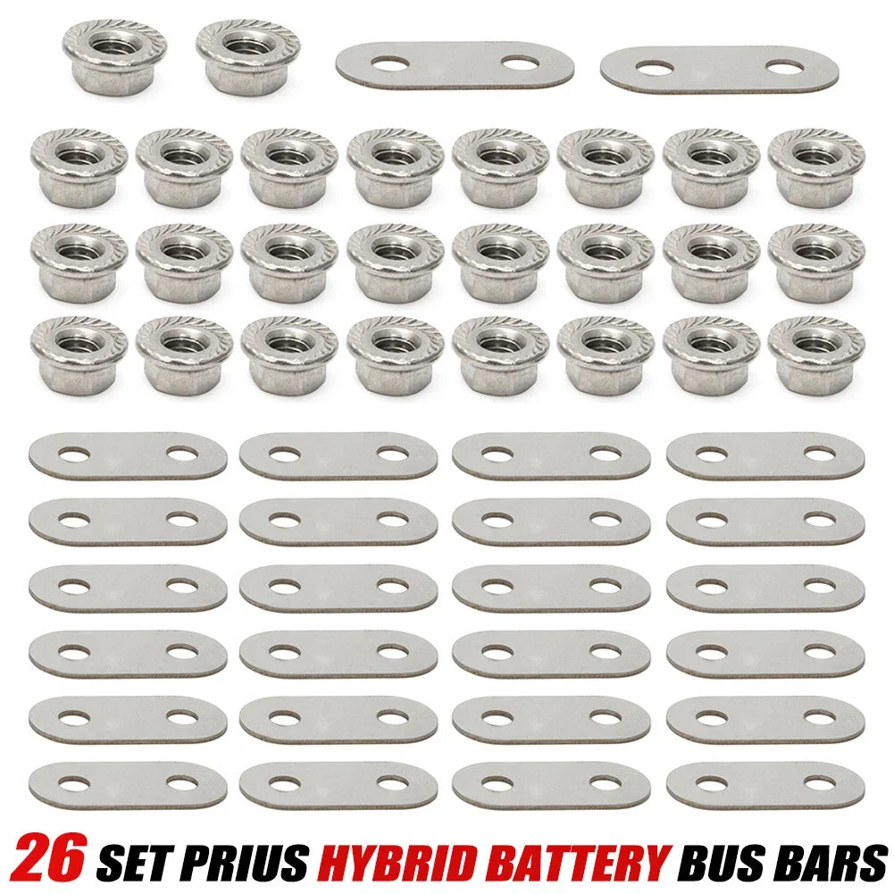 Set of 2 Steel Battery Bus Bars & Nuts for Toyota Prius (2004–2015)