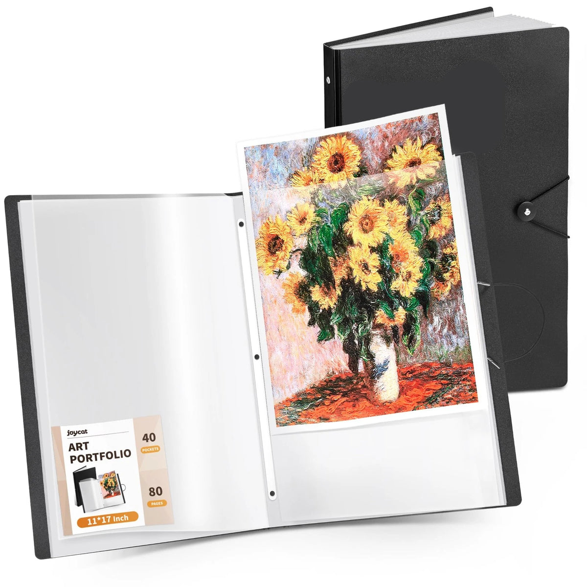 Art Portfolio Binder for 11"x17" Artwork (40 Pockets) - Black