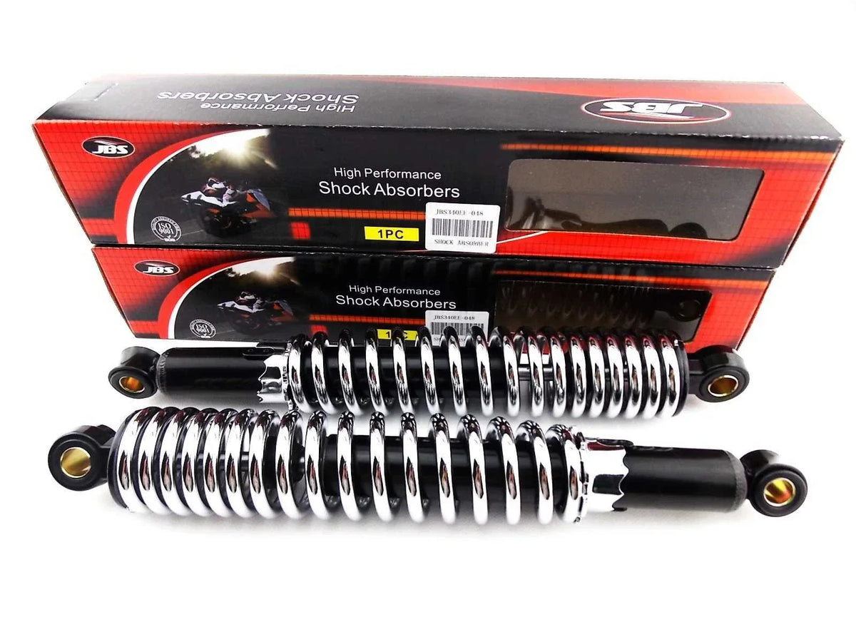 340mm JBS Black/Chrome Rear Shock Absorbers for Kawasaki KZ1100 Spectre (1982-1983)