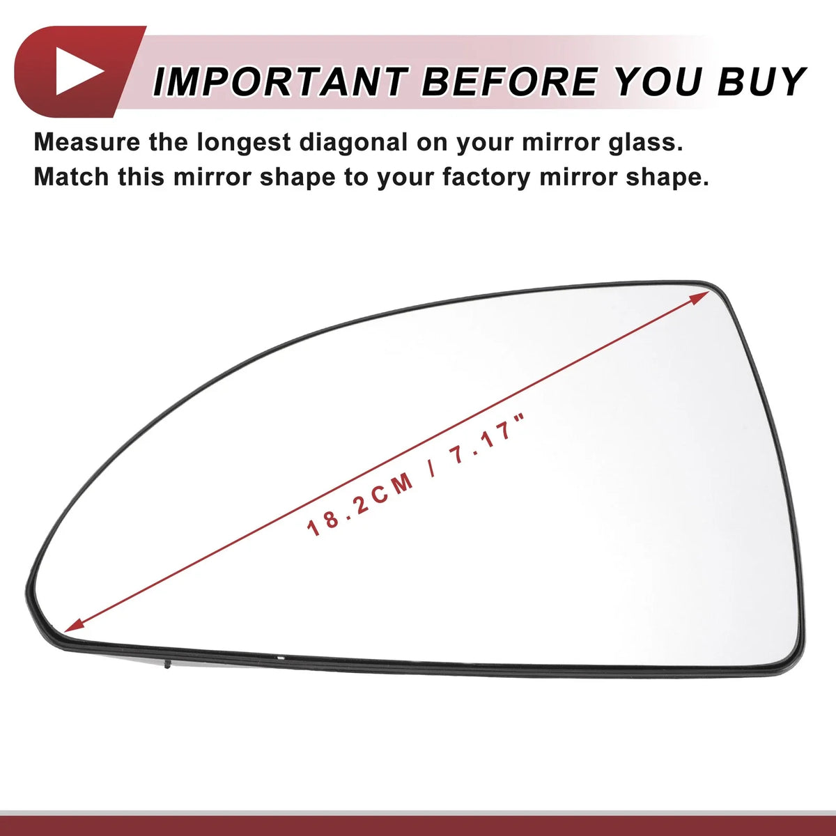 Left Driver Side Mirror Glass Replacement for Chevrolet Impala (2006–2013)