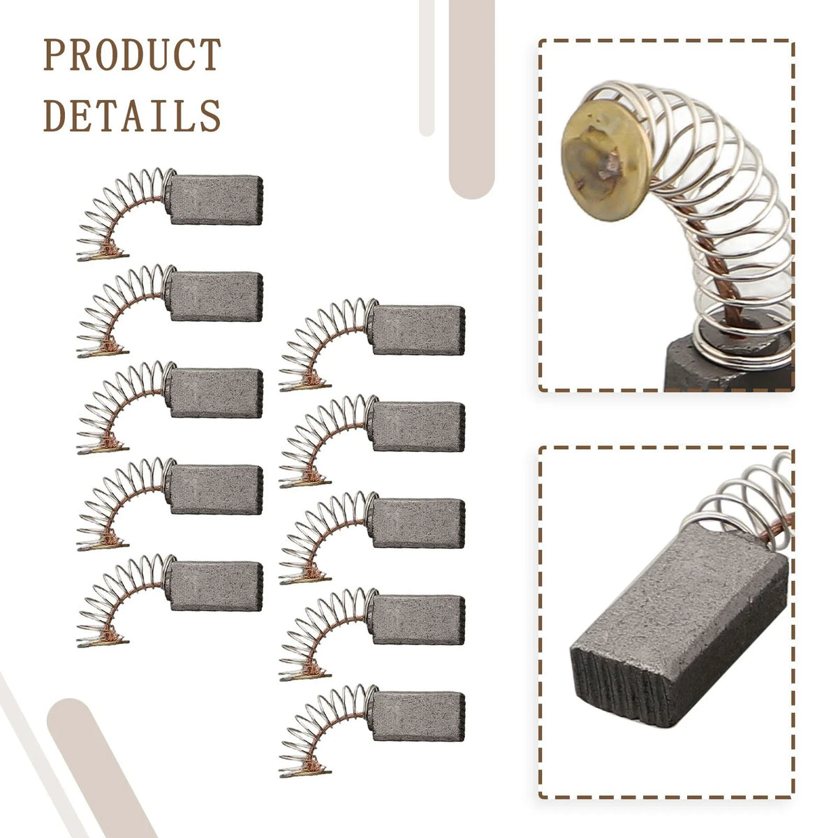 Set of 10 Carbon Brush Parts for Electric Drill (6x10x15mm)