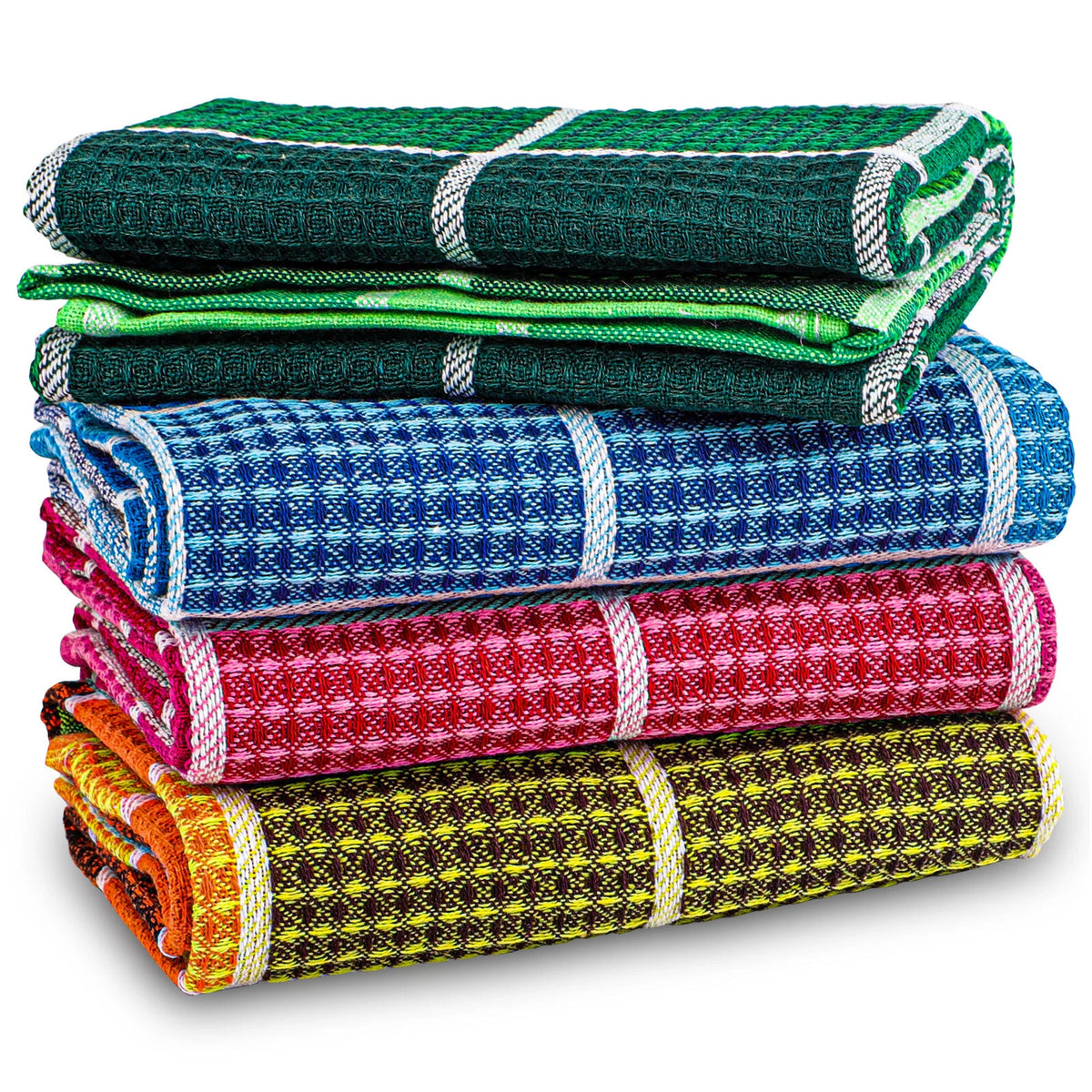 Set of 4 Cotton Kitchen Towels - Highly Absorbent Dish Cloths