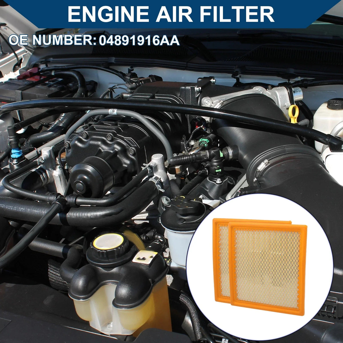 Set of 2 Engine Air Filters No. 04891916AA for Dodge Journey (2009–2020)