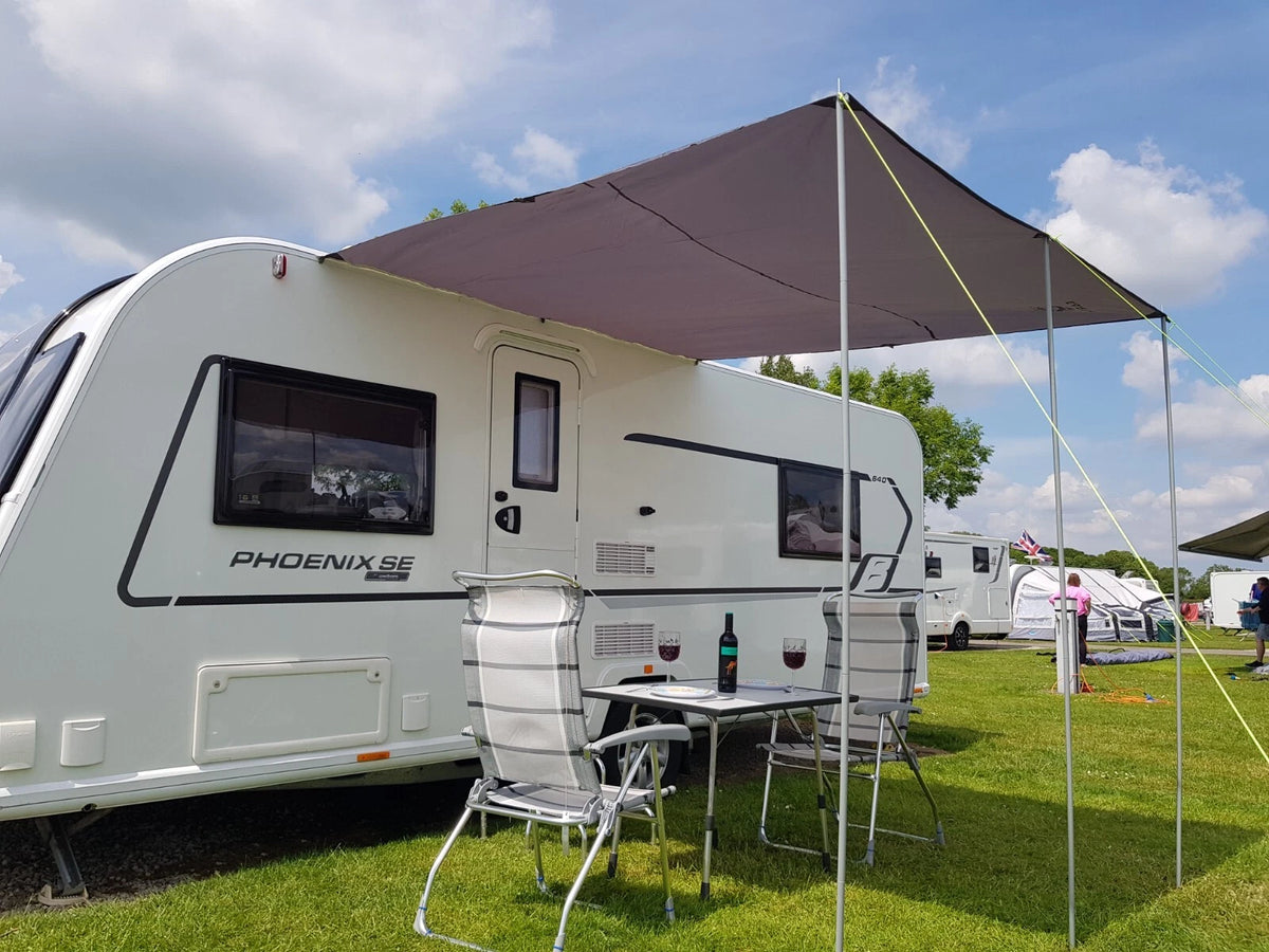 2X Awning Canopy for Caravan Campervan (Square 2.4m x 2.4m) BLACK