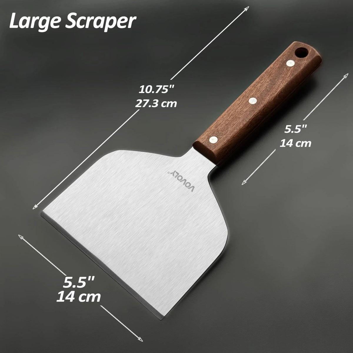 10.6" Griddle Scraper for Grill with Wooden Handle