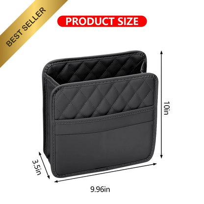 Car Seat Back Organizer for Universal Vehicles (2010–2023) - PU Leather, Black
