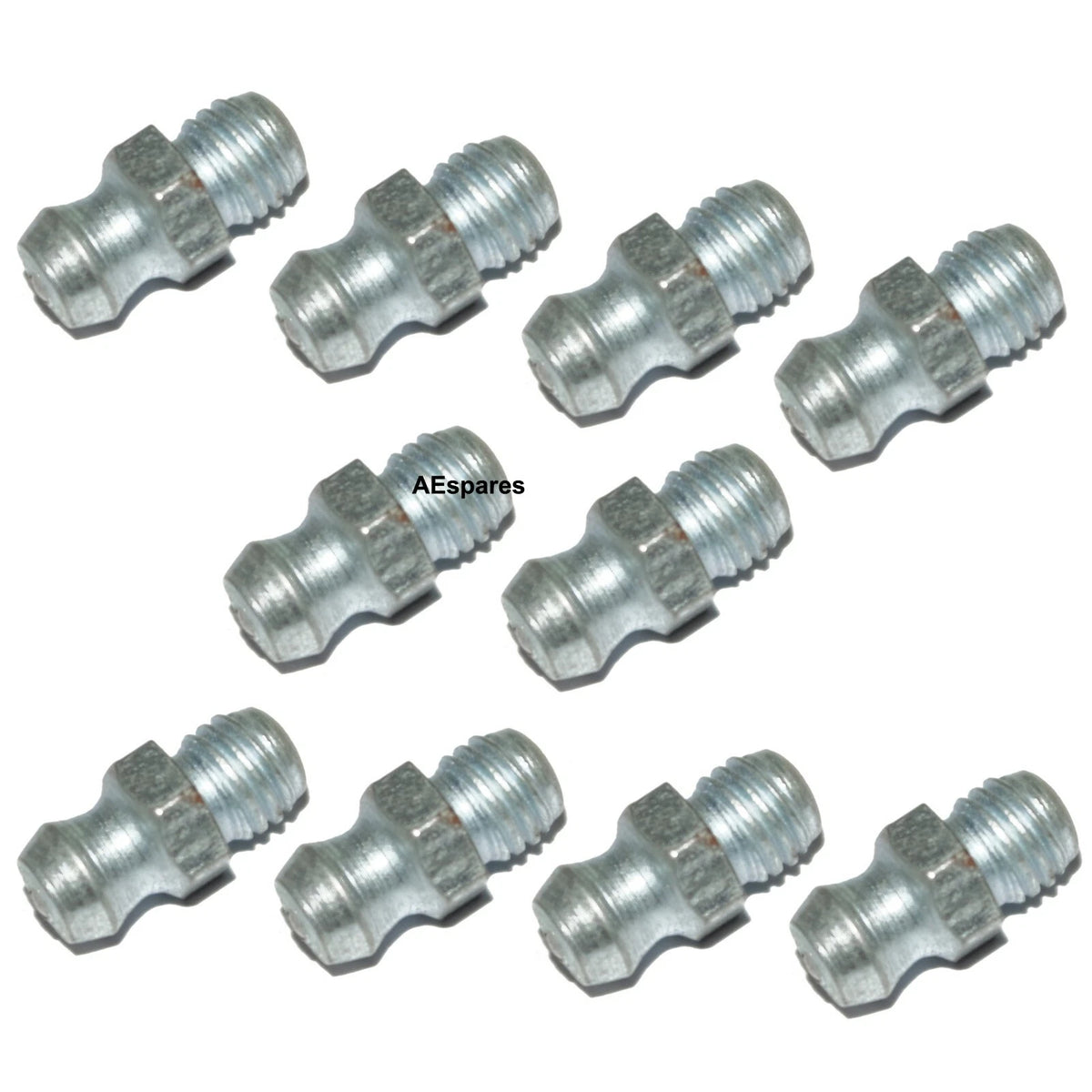 Set of 10 Straight Grease Conical Lubricating Nipples 6mm