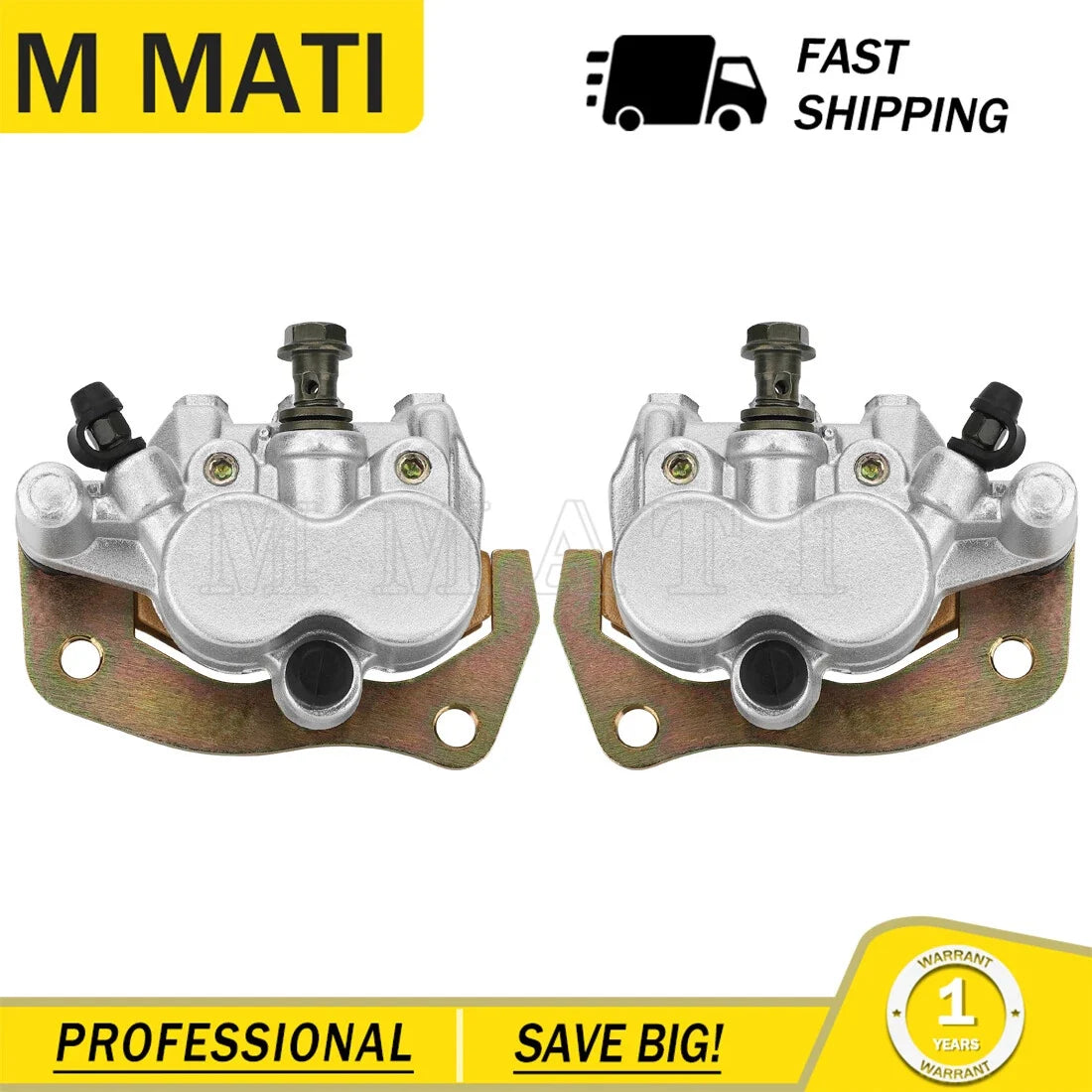 Front Left Right Brake Caliper & Pads for Yamaha Rhino 450 YXR450 (2006–2009)