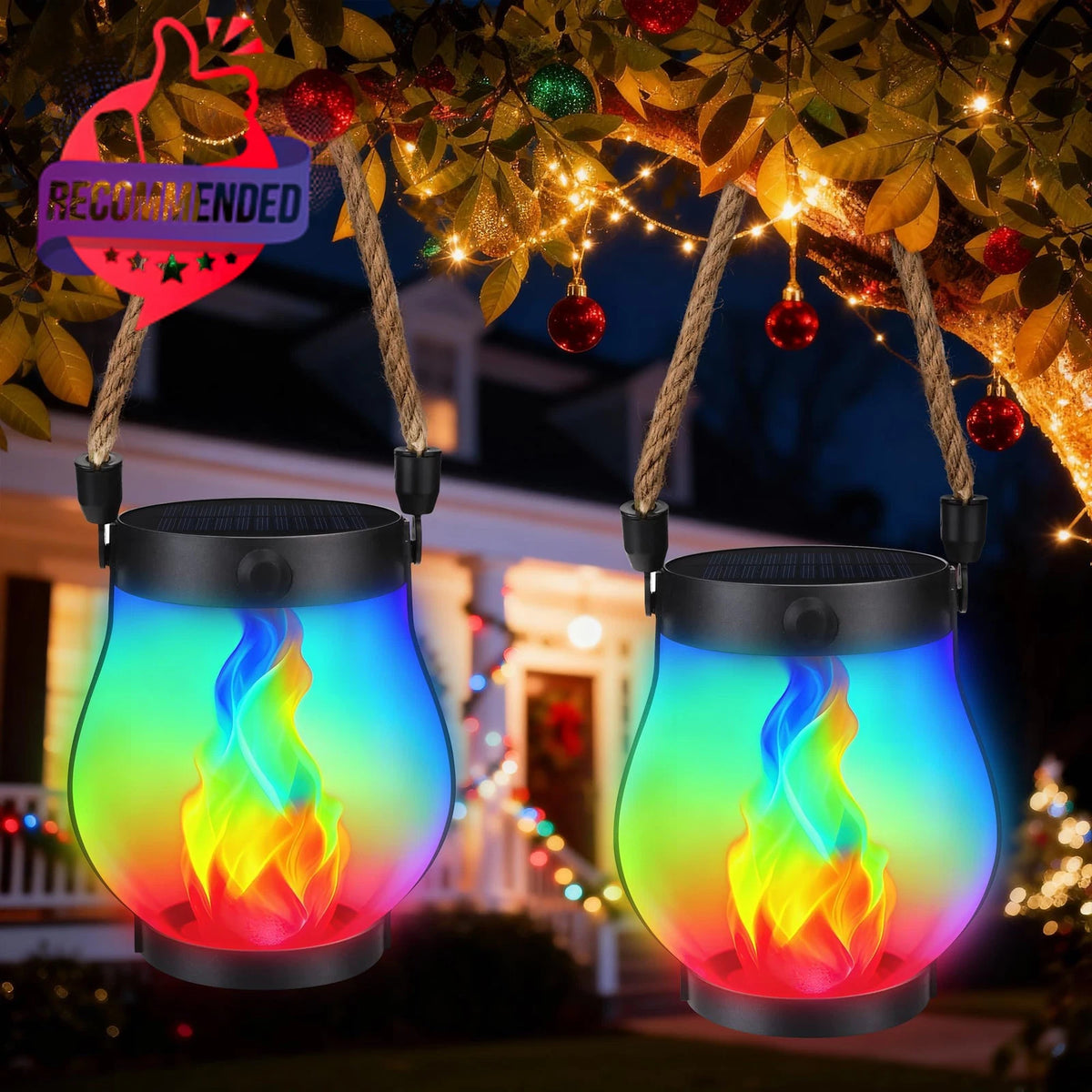 2X Solar Lanterns for Outdoor Use - Waterproof Hanging Design