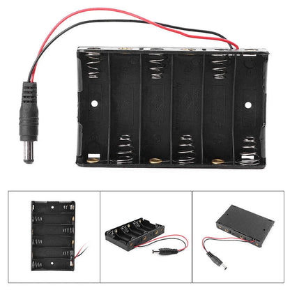 6 x AA 9V Battery Holder Box with DC 5.52.1mm Plug for Arduino