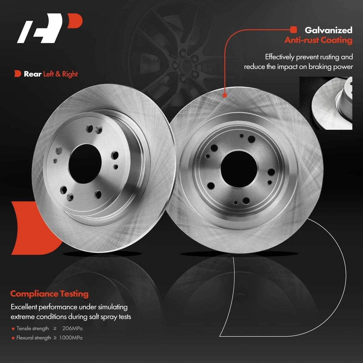 Set of 8 Rear Disc Brake Rotors & Pads for Honda Accord (2013–2017)