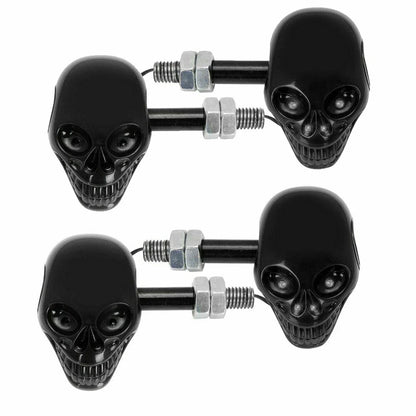 4Pcs Black Skull LED Turn Signal Lamps for Harley/Ducati/BMW
