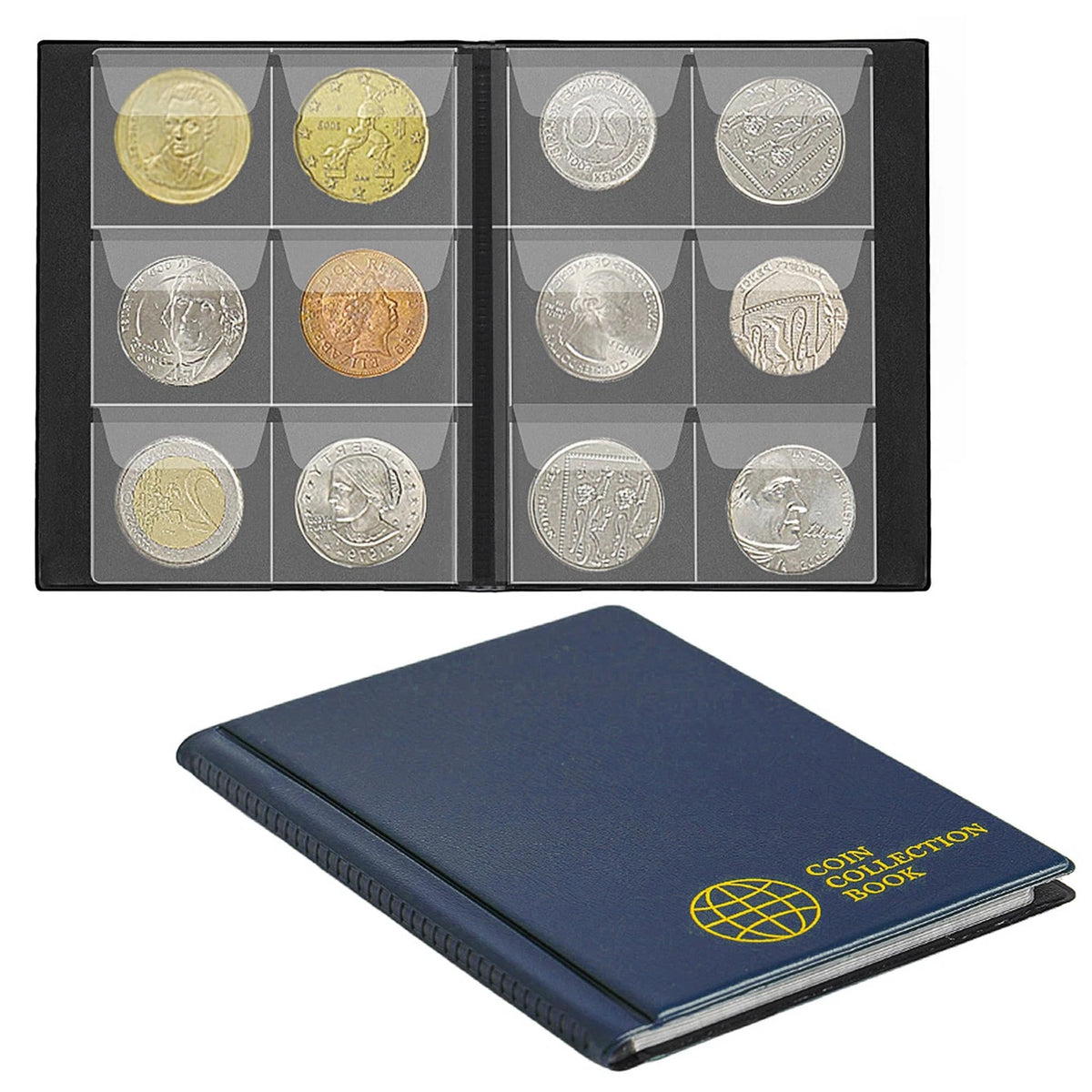 60 Pocket Coin Collection Album for Prussian Blue