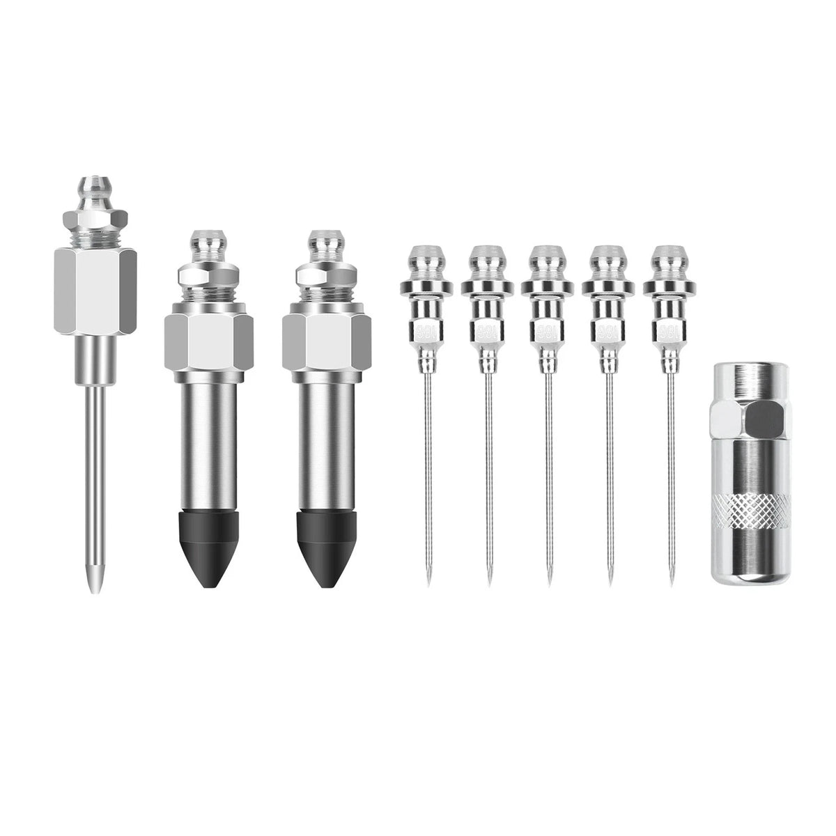 9-Piece Grease Gun Needle Nozzle Kit with Rubber Adapter Fitting