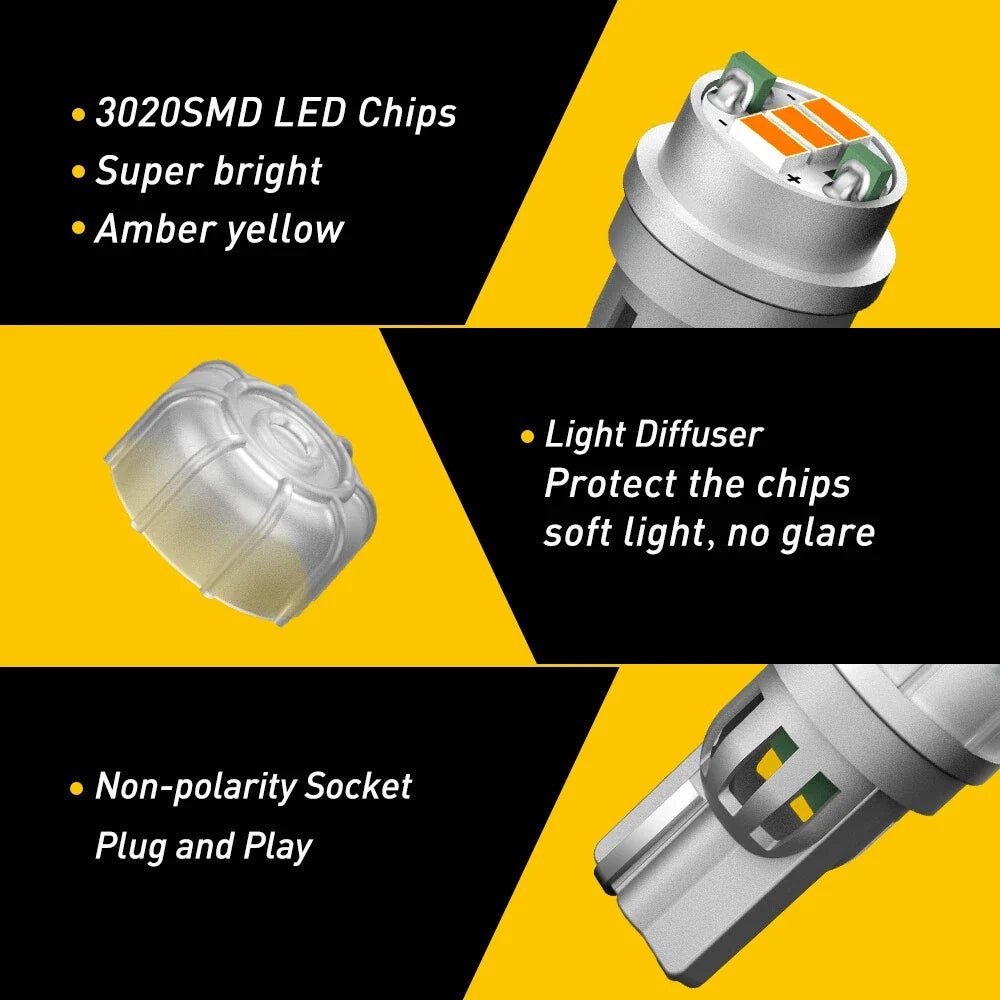 Set of 4 AUXITO Yellow Amber 175 2825 168 194 T10 LED Parking Light Bulbs
